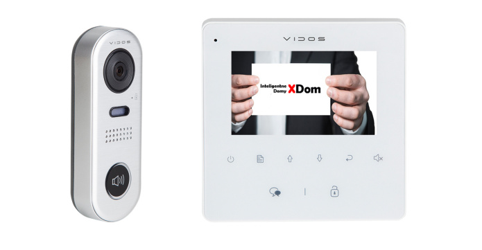 Zestaw jednorodzinny wideodomofonu cyfrowego Vidos Stacja bramowa S1001 monitor M1022W